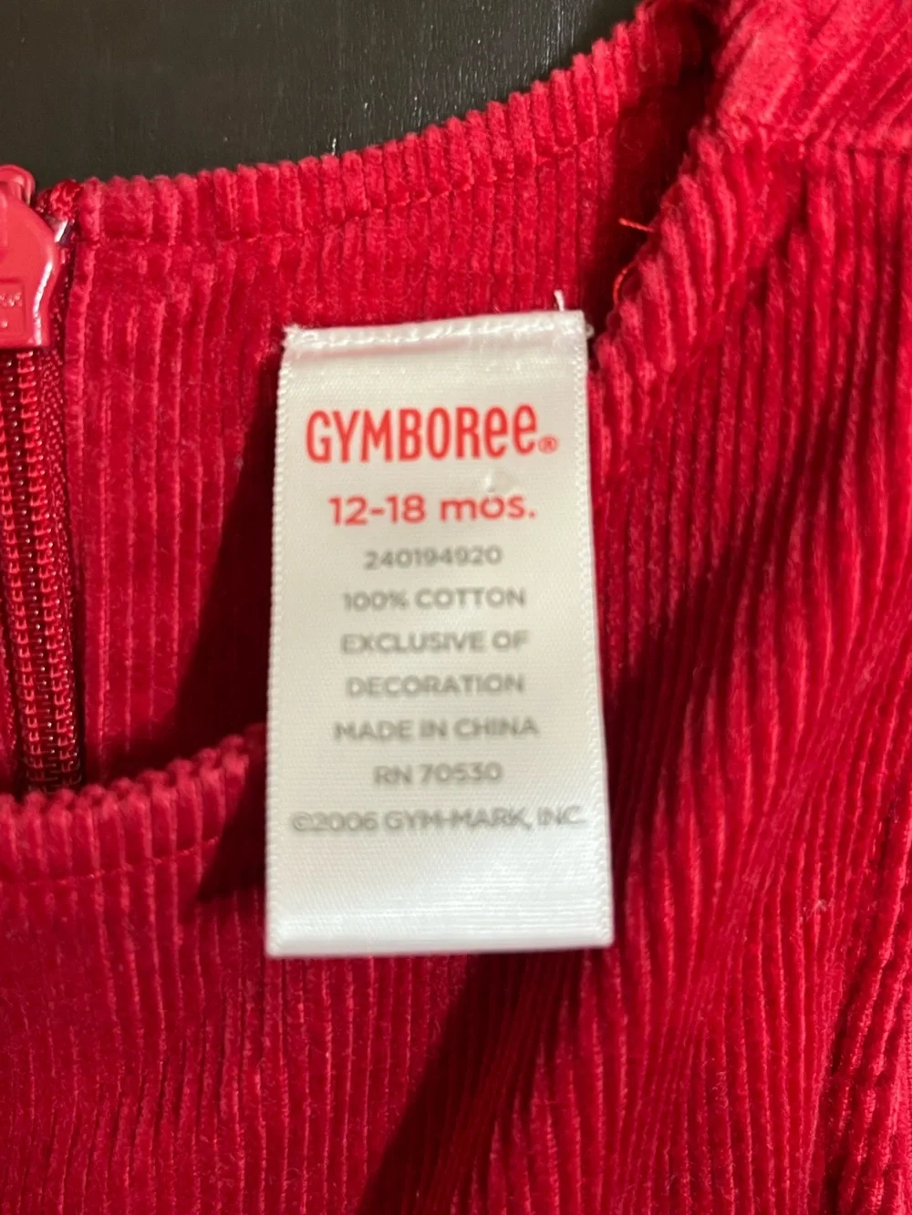 Vintage Gymboree Baby Girl Clothes Peruvian Doll 12-18m Red Corduroy Jumper Dres
